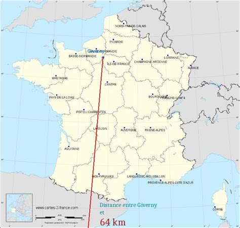 distance from giverny to Paris